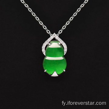 White Gold Gourd Emerald Pendant